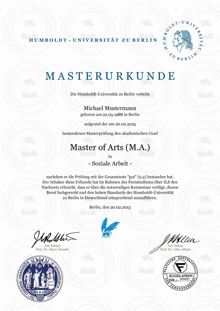 Meisterbrief Urkunde Kaufen Humboldt Universitat Zu Berlin Berufszertifikate Diplome